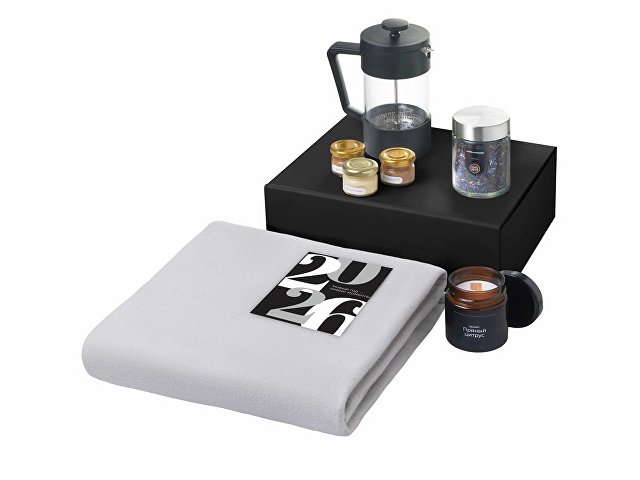 Подарочный набор «Re:Moments» с пледом, френчпрессом и медом