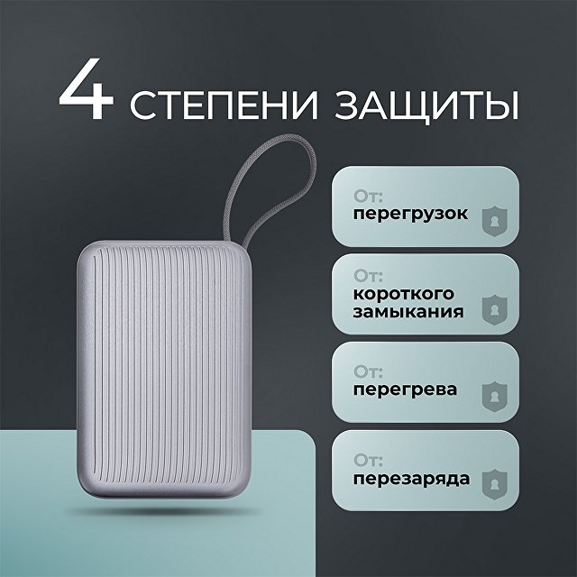 Внешний АКБ NRG Turbo Cable 20000 mAh, 22,5Вт