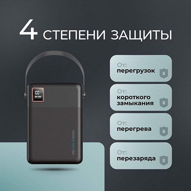 Внешний АКБ NRG Turbo V4 80000 мА-ч, дисплей