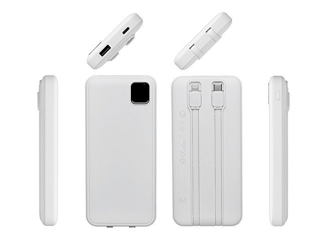 Внешний аккумулятор со встроенными кабелями «Фрэйм», 10000мач