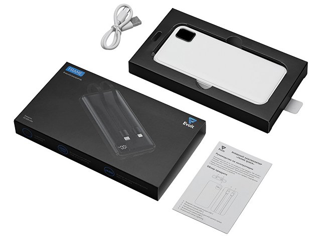 Внешний аккумулятор со встроенными кабелями «Фрэйм», 10000мач