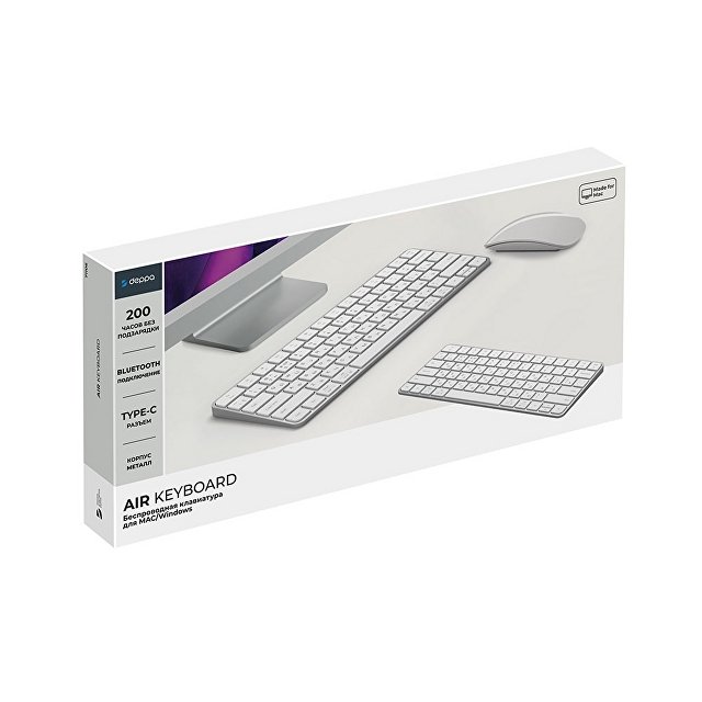 Беспроводная клавиатура Air Keyboard для MAC, Windows, 500 мАч, алюминий