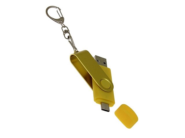 USB 3.0- флешка на 128 Гб с поворотным механизмом и дополнительным разъемом Type-C