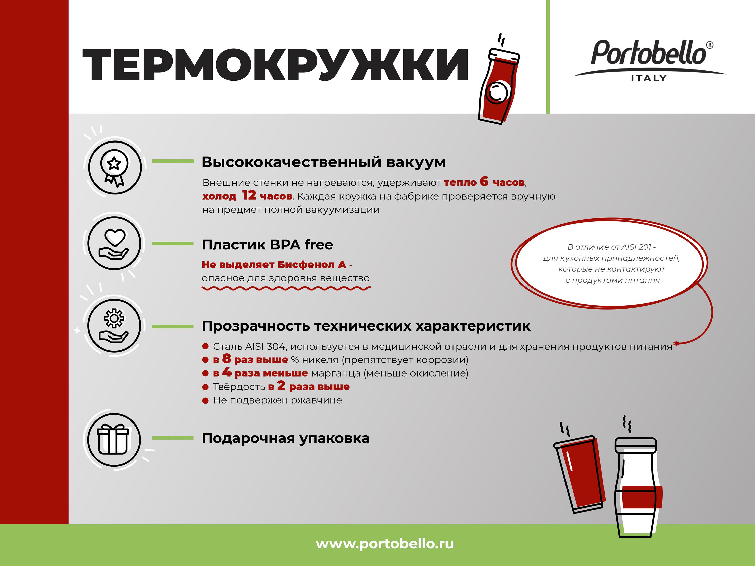 Термокружка вакуумная Palermo, белая, гладкое покрытие