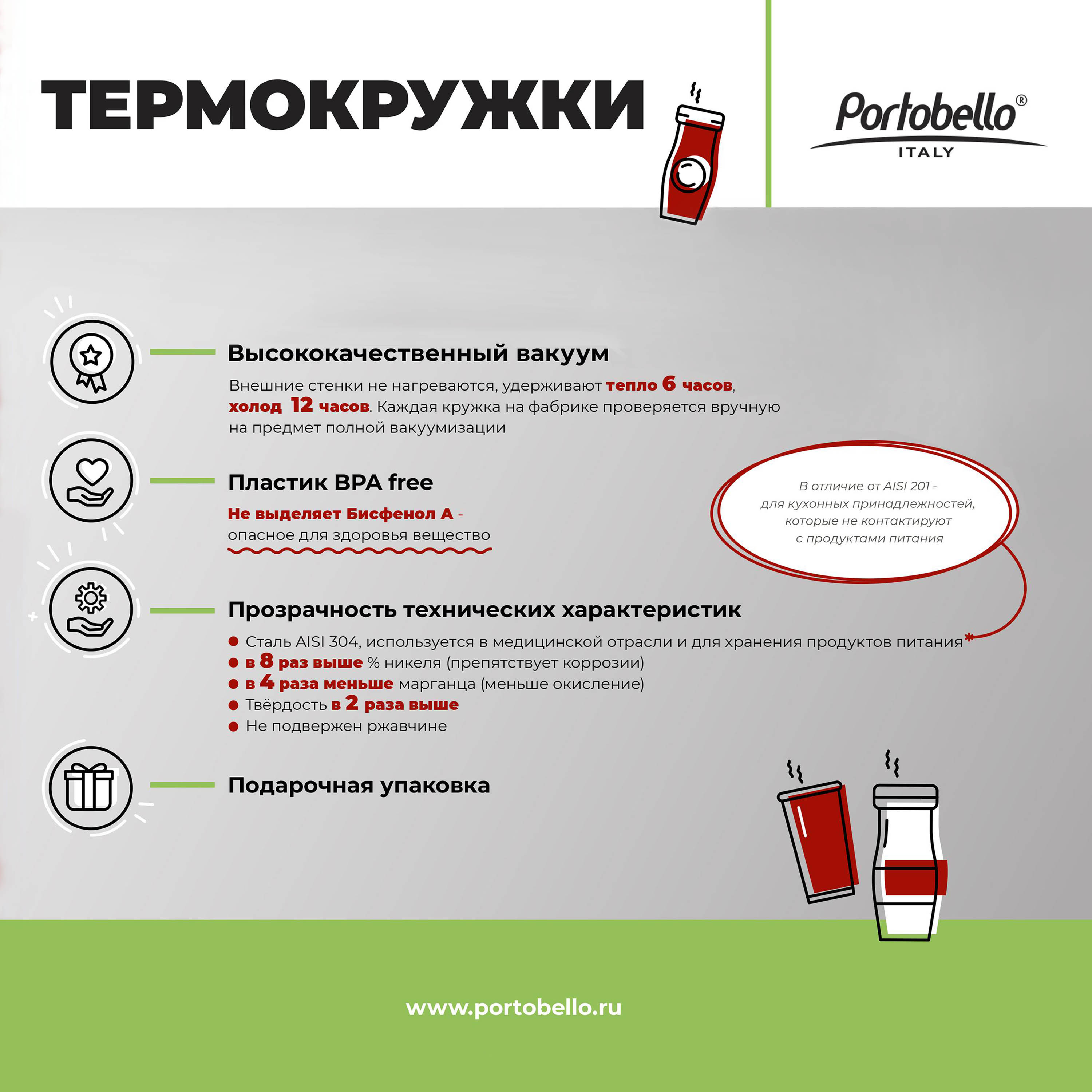 Термокружка вакуумная Twist, зеленая