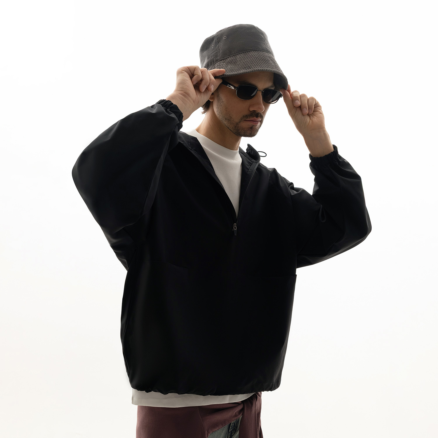 Ветровка оверсайз унисекс RISSMAN, черная, размер XL/XXL