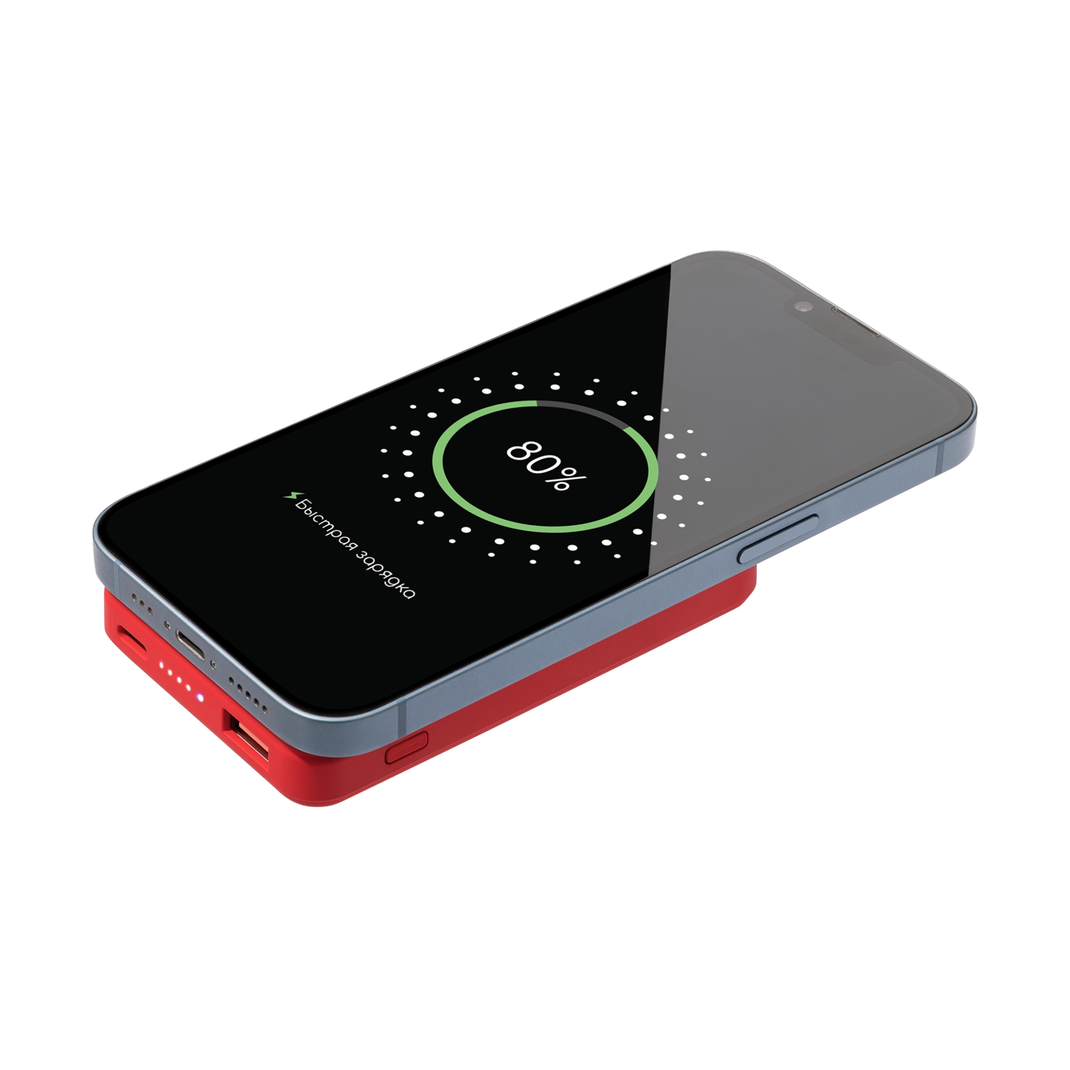 Внешний аккумулятор Largo PD 5000mAh с функцией беспроводной зарядки 15W, красный