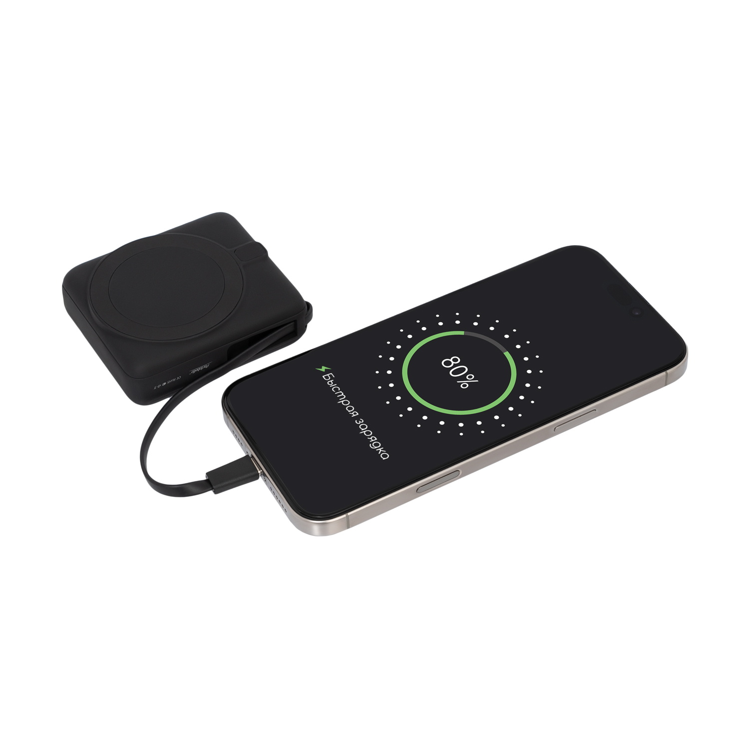 Внешний аккумулятор с подсветкой Ritter PD 10000mAh с функцией беспроводной зарядки 15W, черный