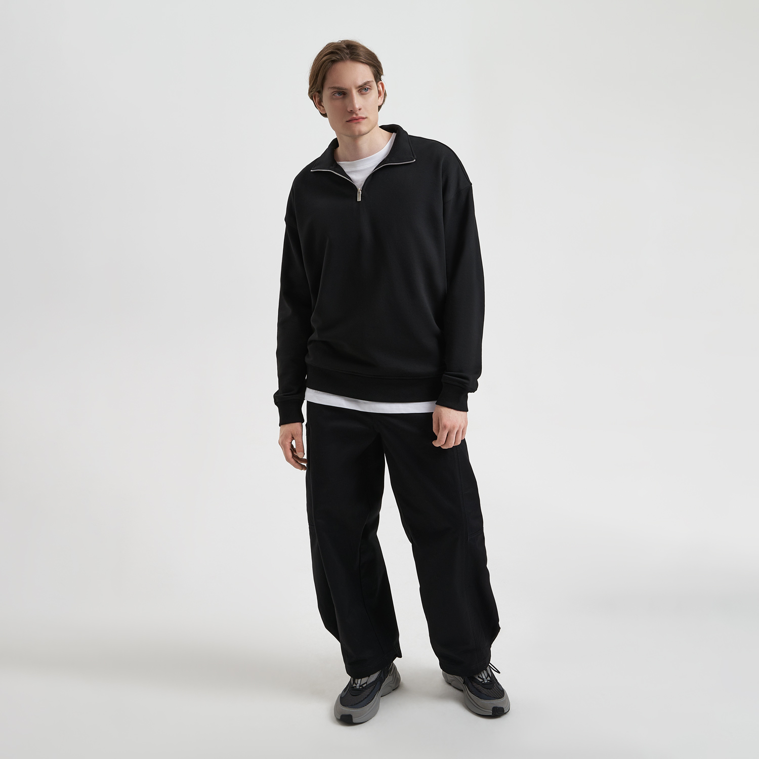 Толстовка на молнии унисекс Флоу (Flow), черная, размер 3XL/4XL