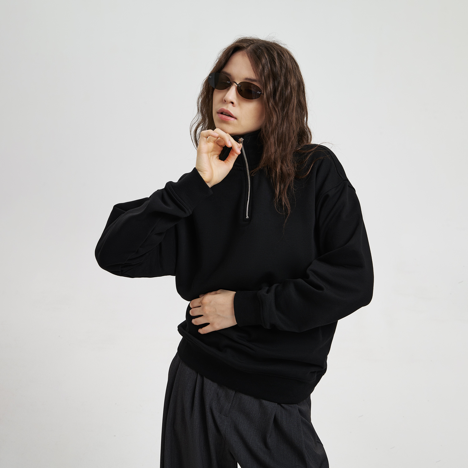 Толстовка на молнии унисекс Флоу (Flow), черная, размер 3XL/4XL