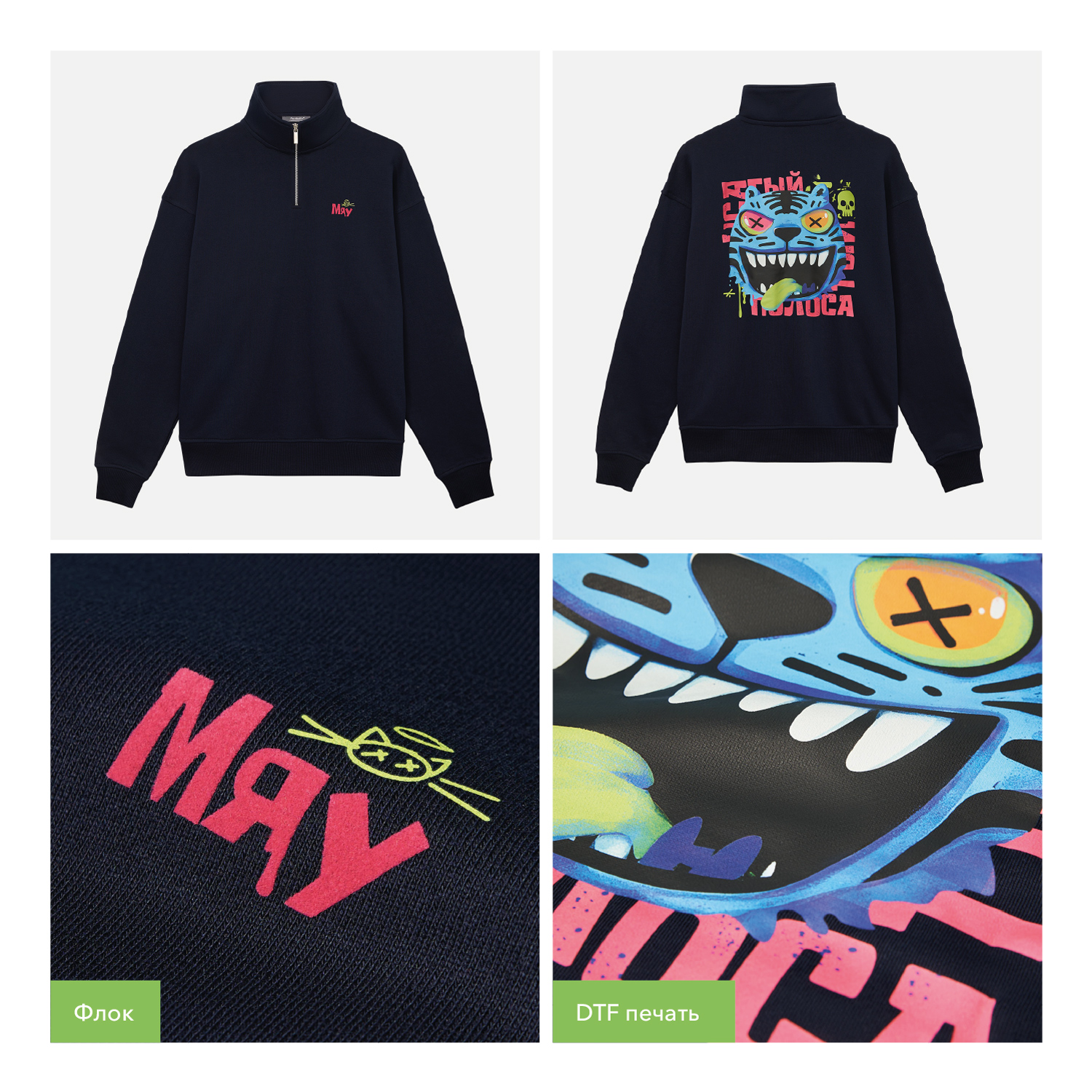 Толстовка на молнии унисекс Флоу (Flow), темно-синяя, размер XS/S