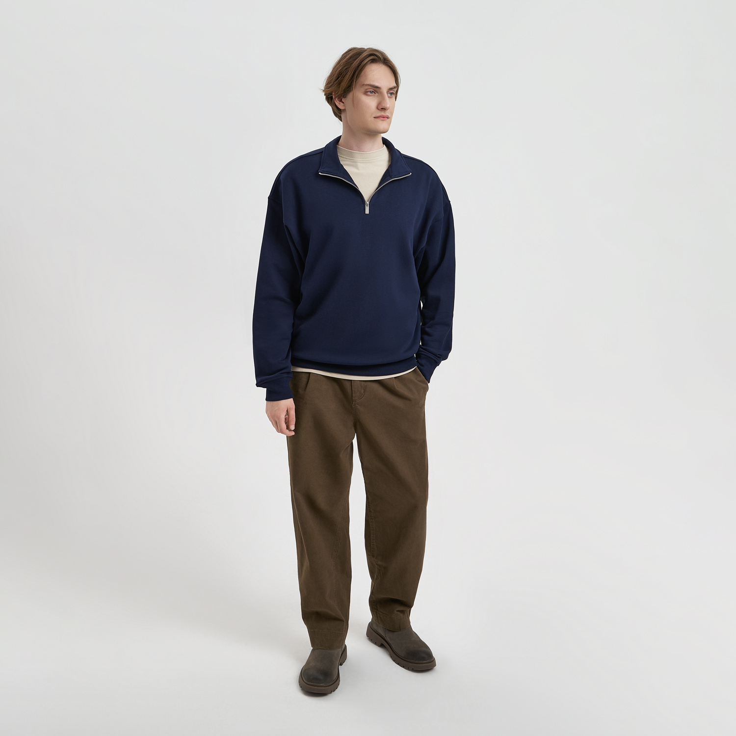 Толстовка на молнии унисекс Флоу (Flow), темно-синяя, размер M/L