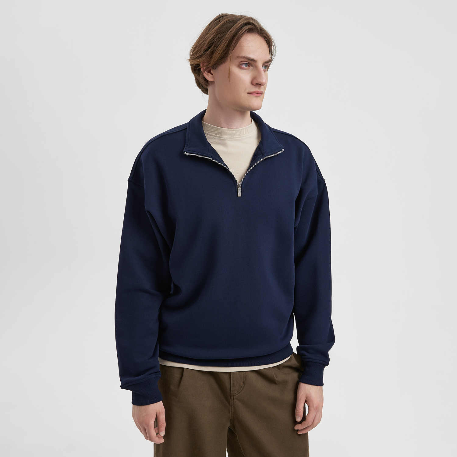 Толстовка на молнии унисекс Флоу (Flow), темно-синяя, размер 3XL/4XL