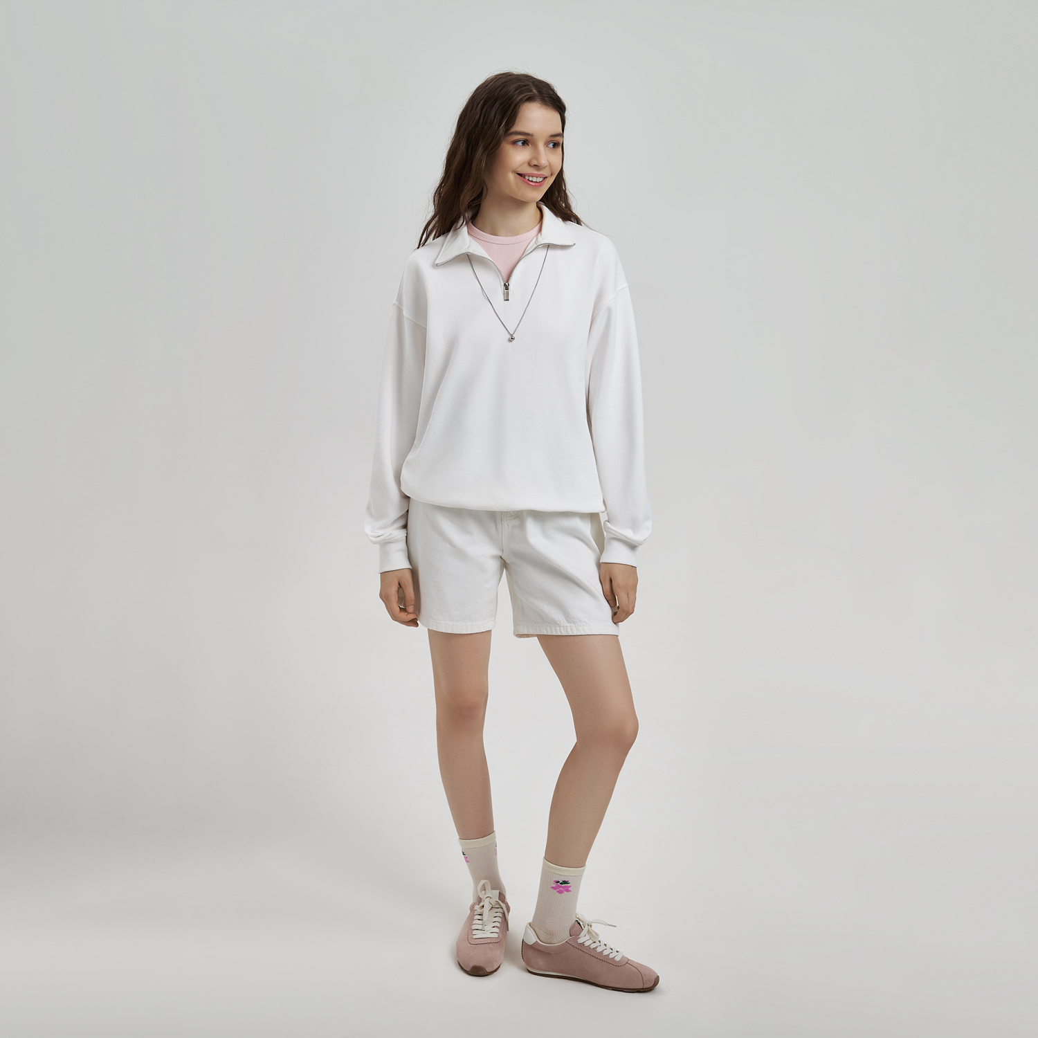 Толстовка на молнии унисекс Флоу (Flow), белая, размер M/L