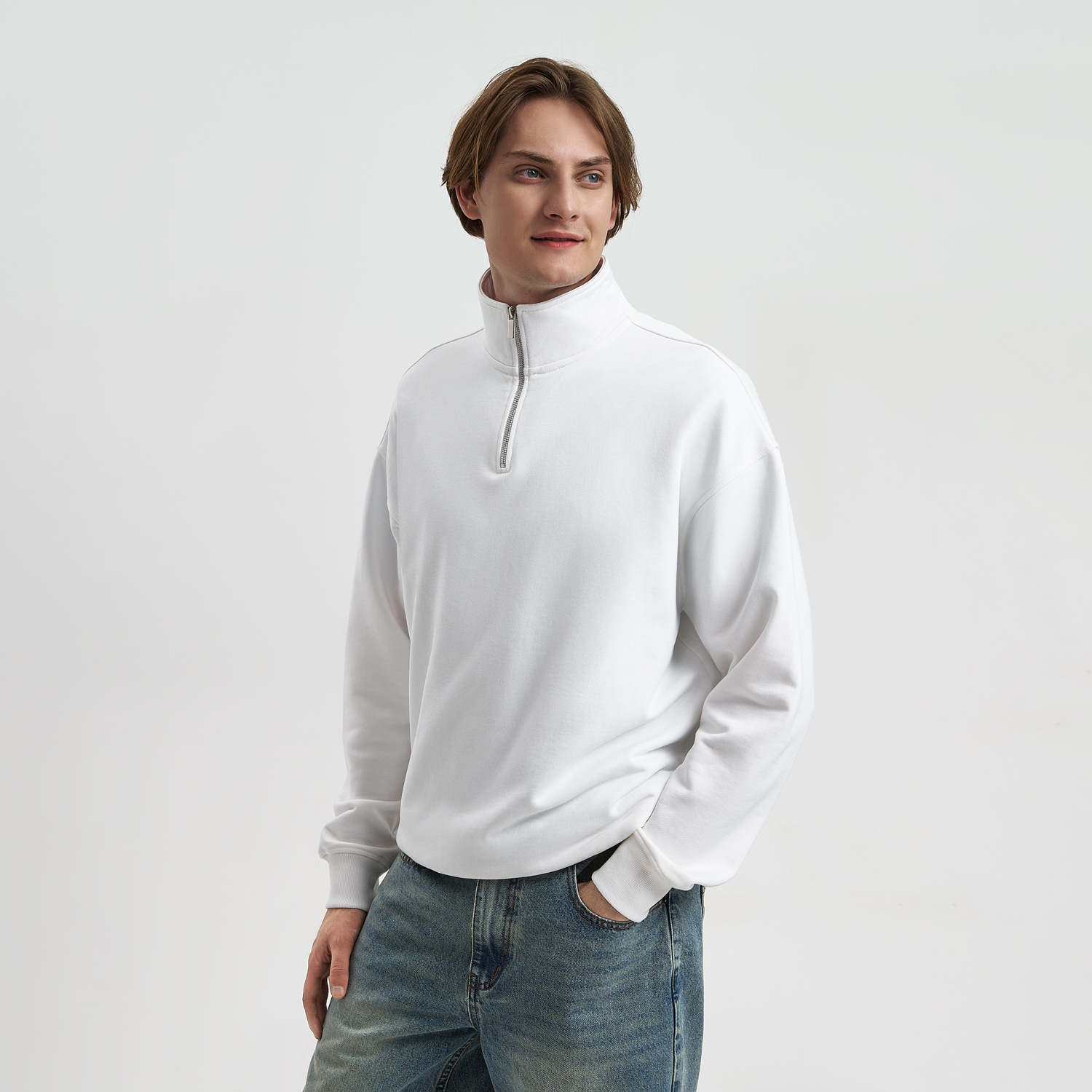 Толстовка на молнии унисекс Флоу (Flow), белая, размер 3XL/4XL