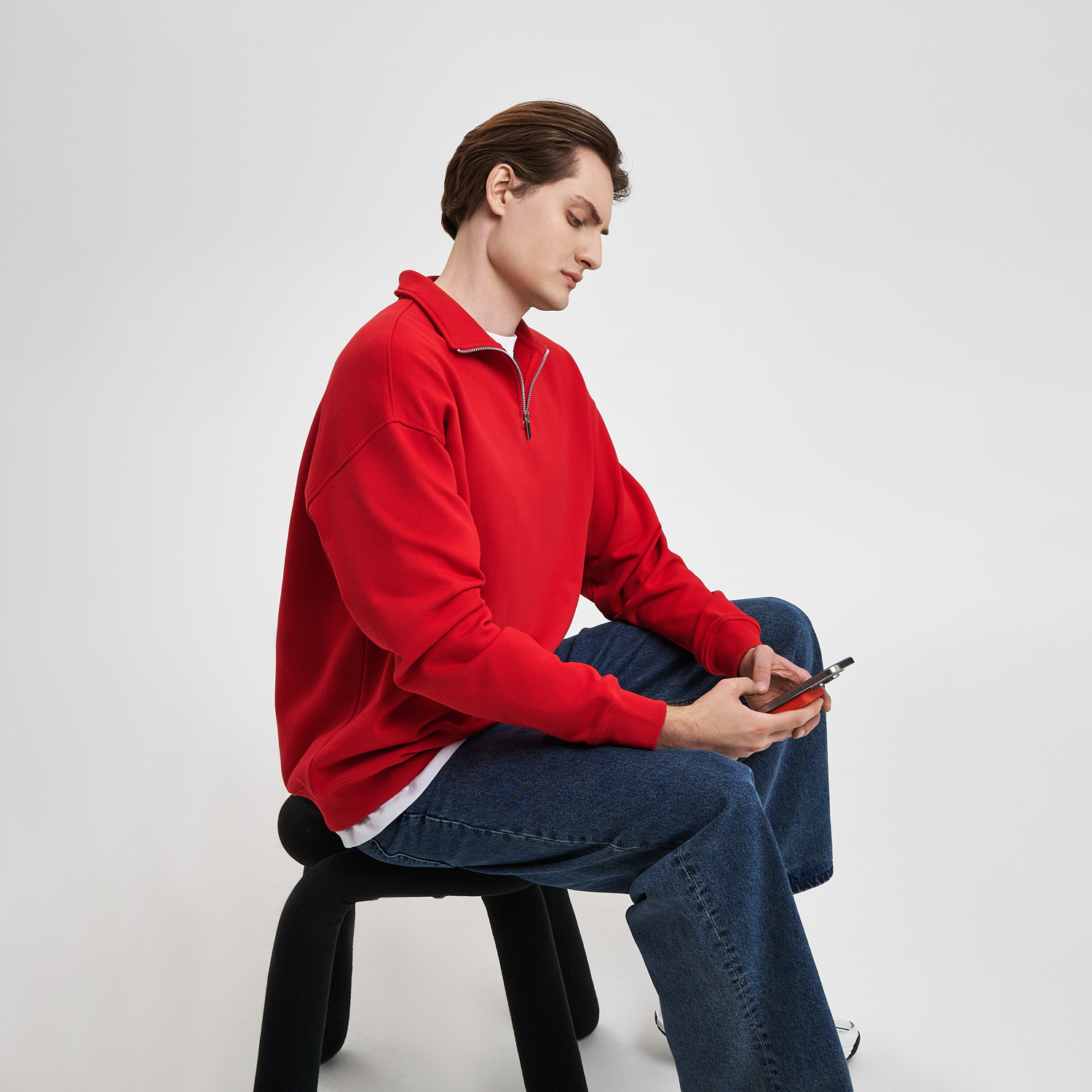 Толстовка на молнии унисекс Флоу (Flow), красная, размер M/L