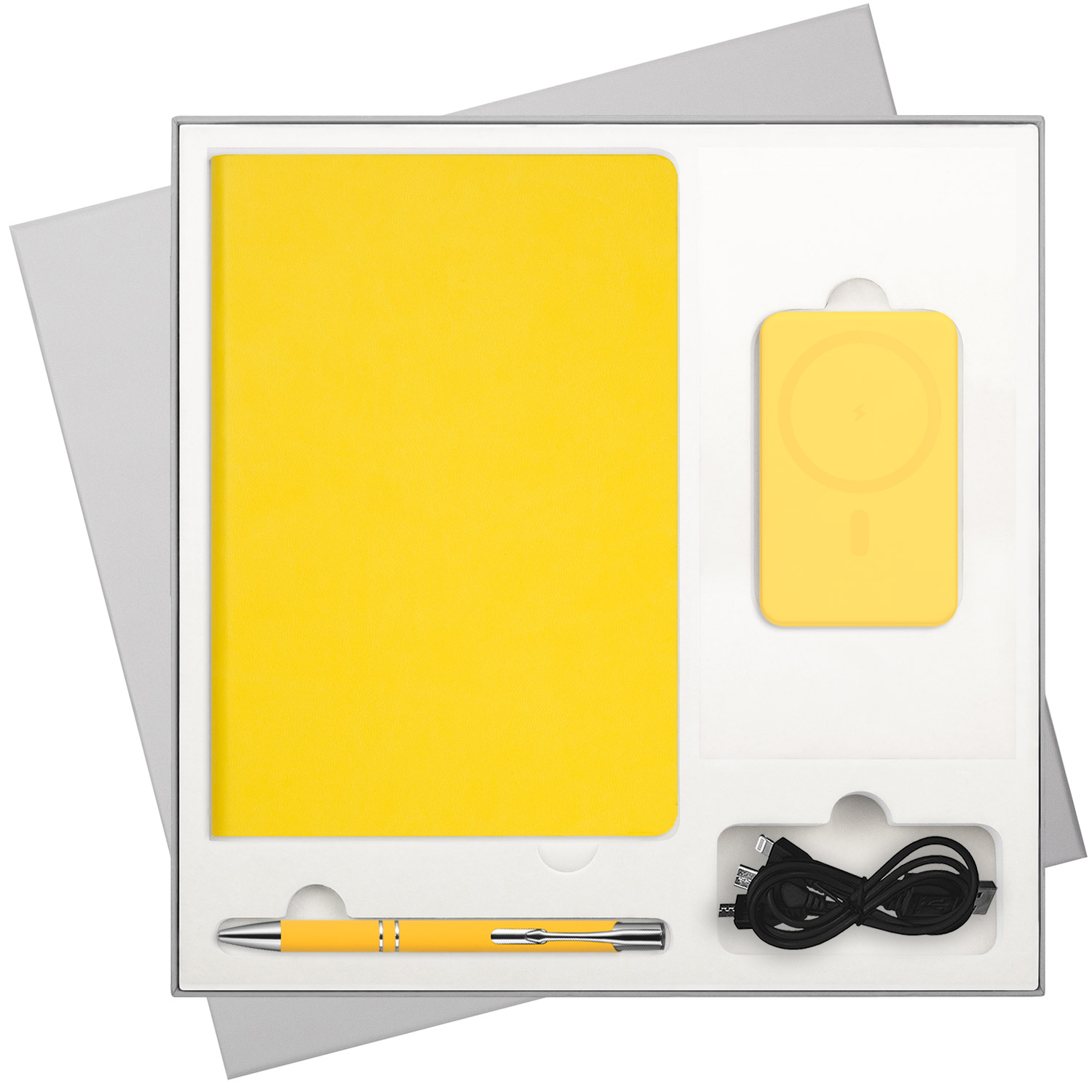 Подарочный набор Latte NEW, желтый (ежедневник, ручка, аккумулятор)