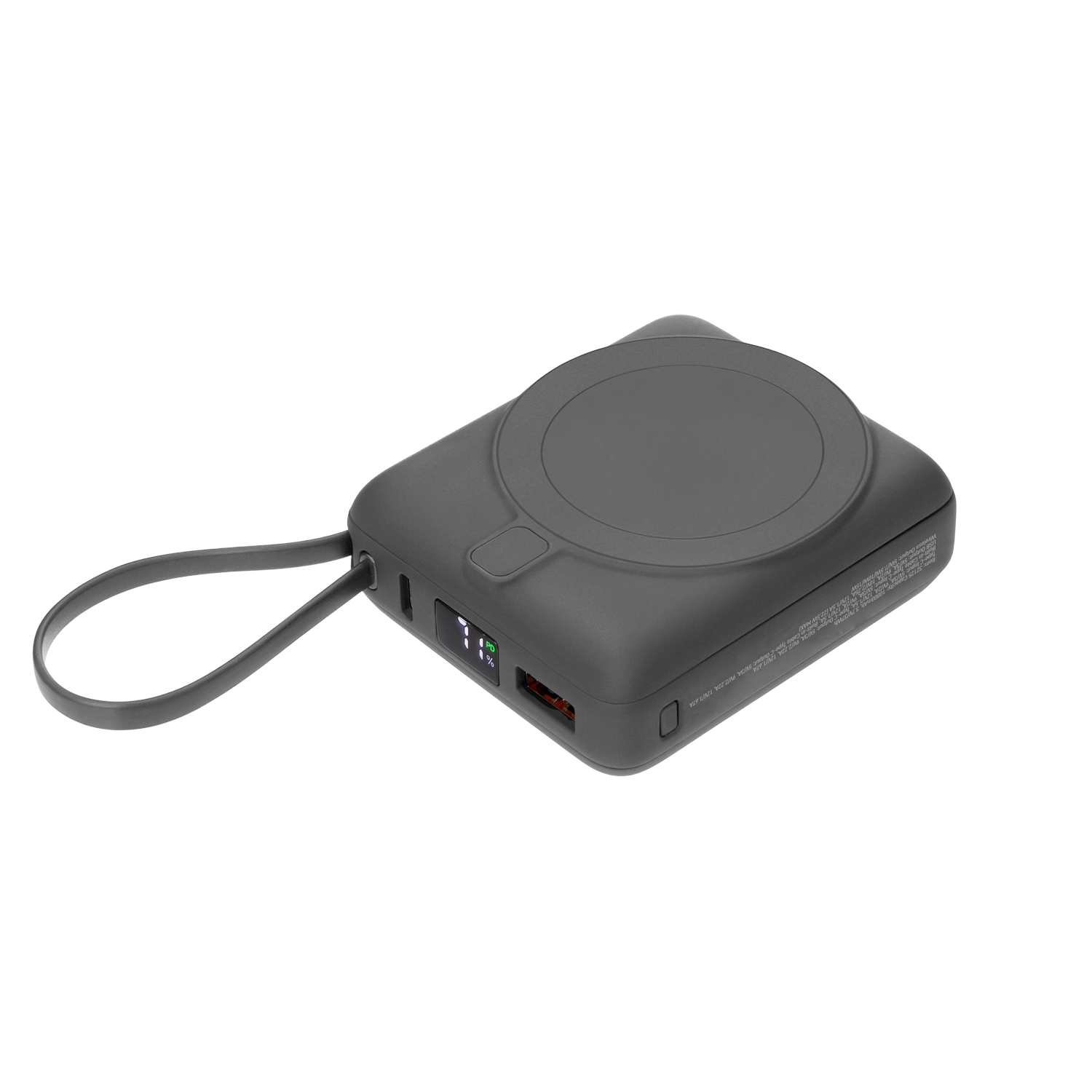 Внешний аккумулятор с подсветкой Ritter PD 10000mAh с функцией беспроводной зарядки 15W, серый