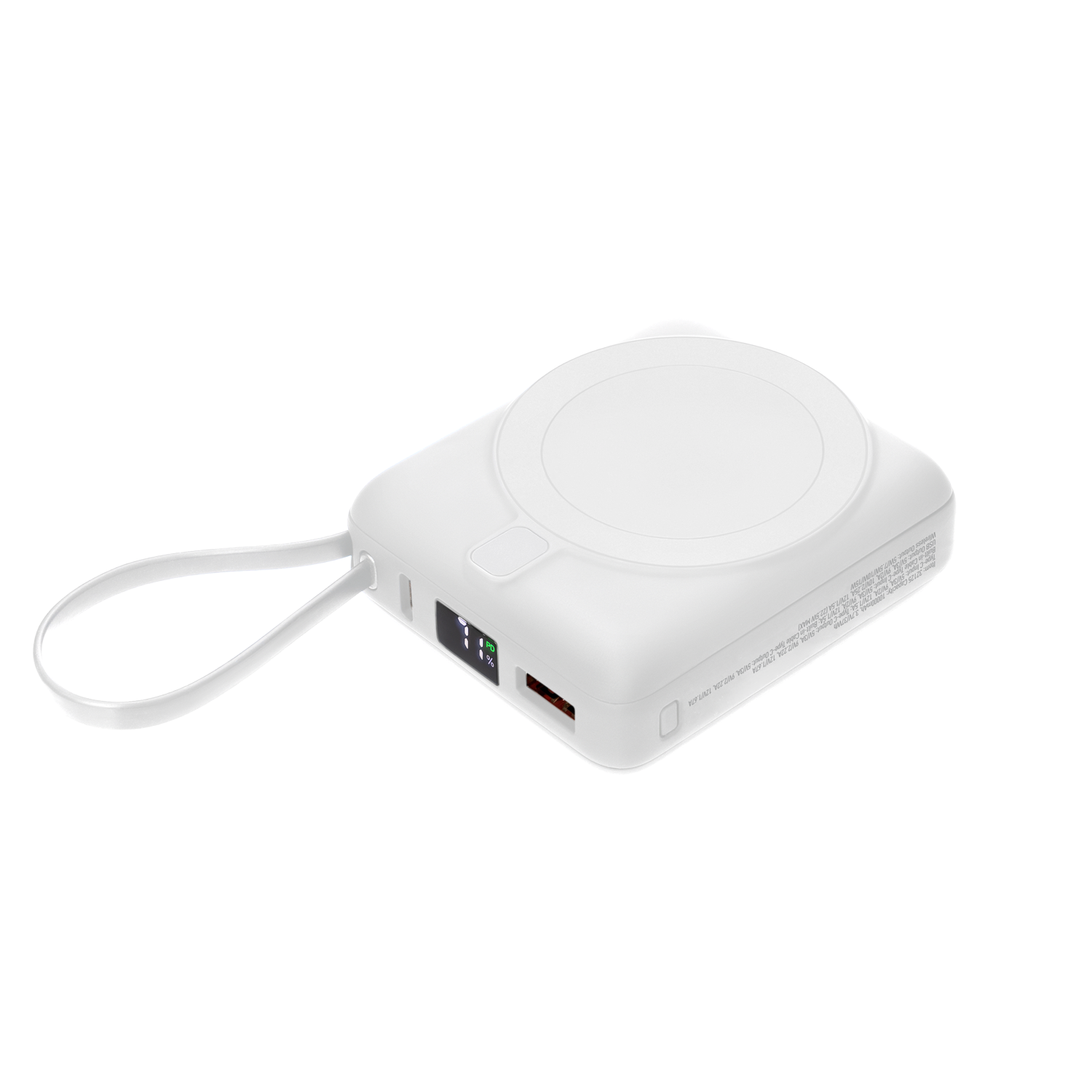 Внешний аккумулятор с подсветкой Ritter PD 10000mAh с функцией беспроводной зарядки 15W, белый