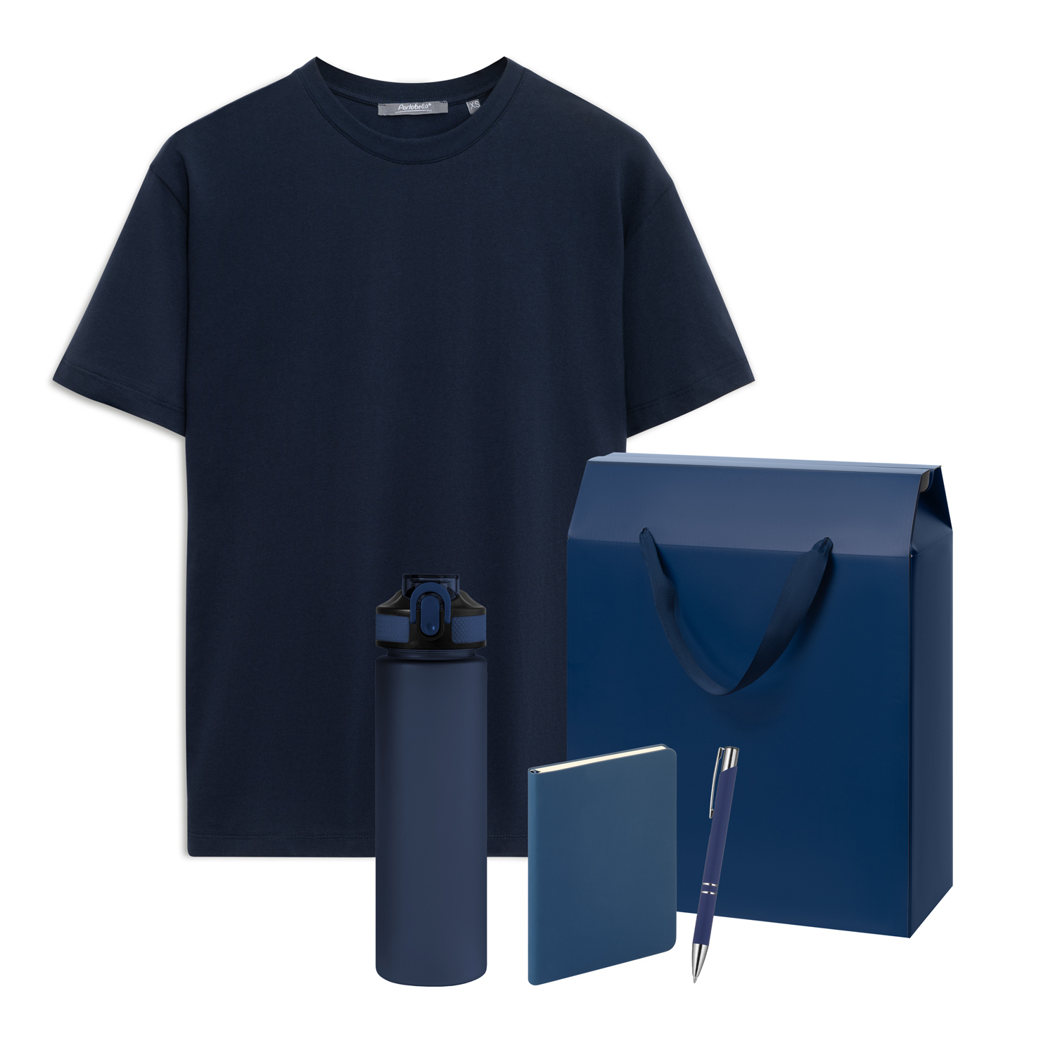Набор с одеждой KRIS (футболка, бутылка, ежедневник, ручка), синий, XL