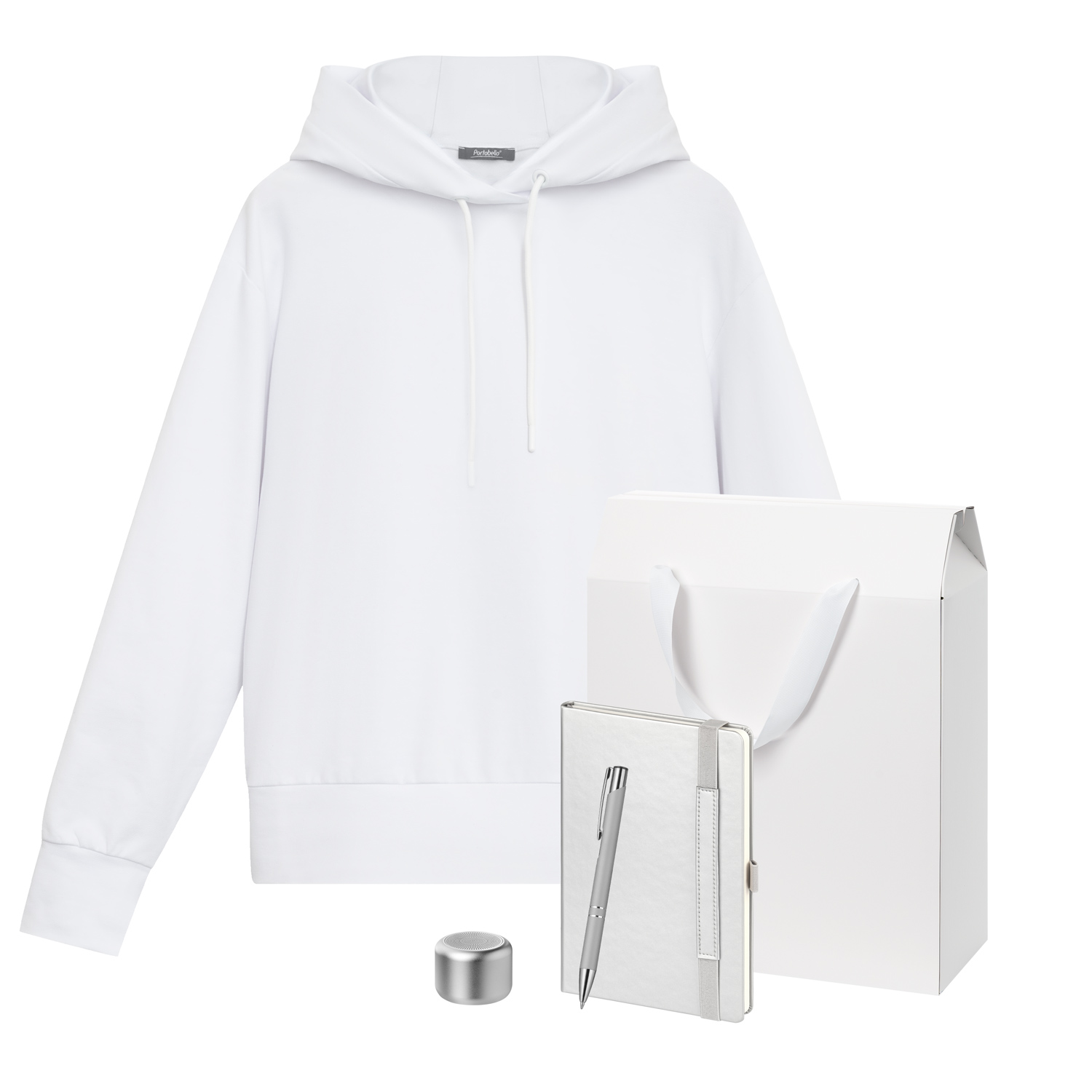 Набор с одеждой Алекс (Alex) (худи, колонка, ежедневник, ручка), серебряный, M