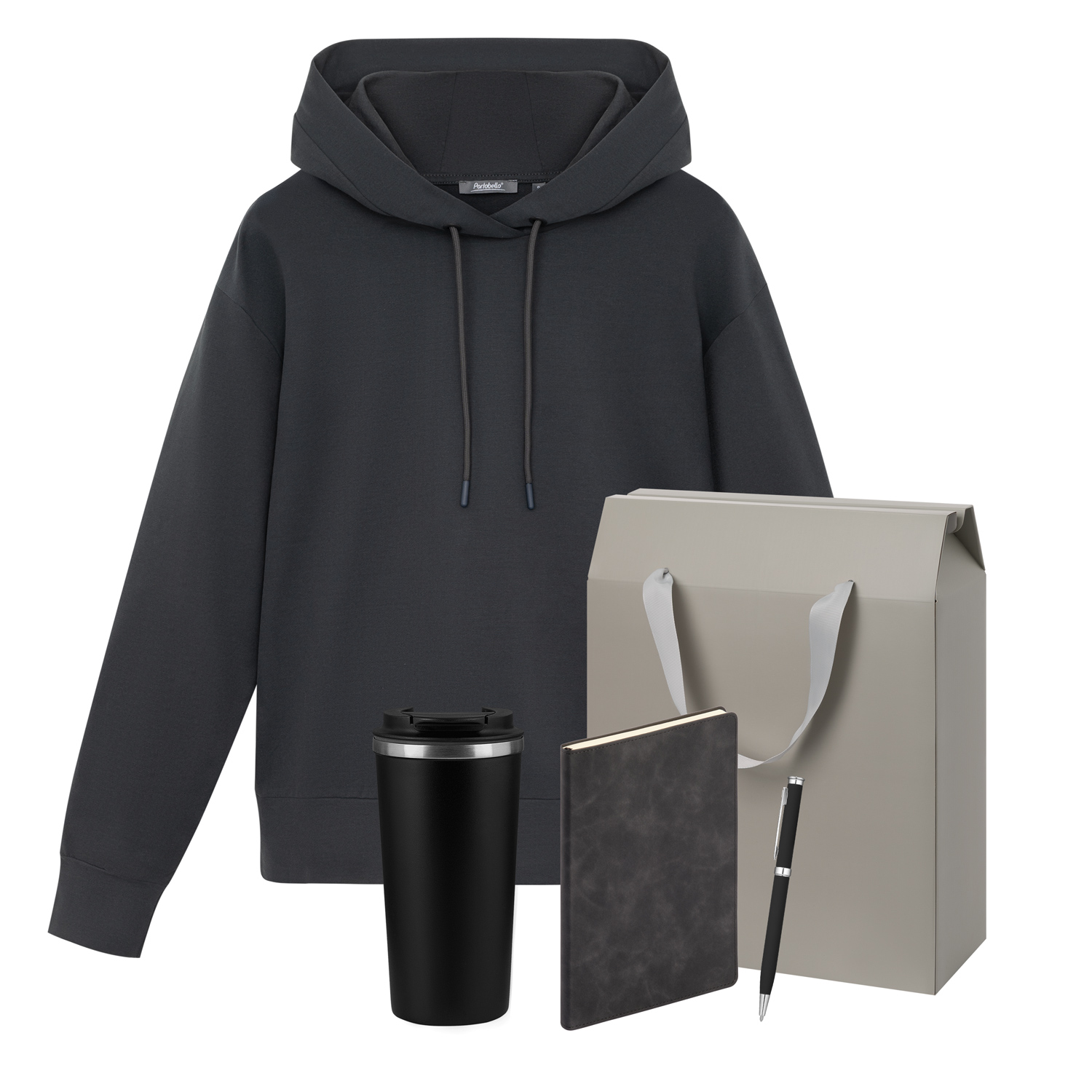 Набор с одеждой Алекс (Alex) (худи, термобутылка, ежедневник, ручка), серый, S