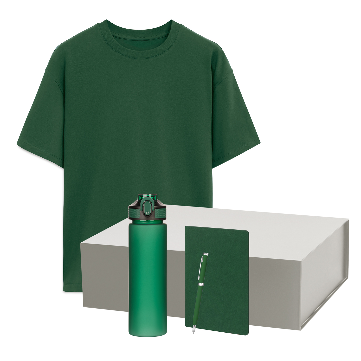 Набор с одеждой RUST NEO (футболка, бутылка, ежедневник, ручка), зеленый, M/L