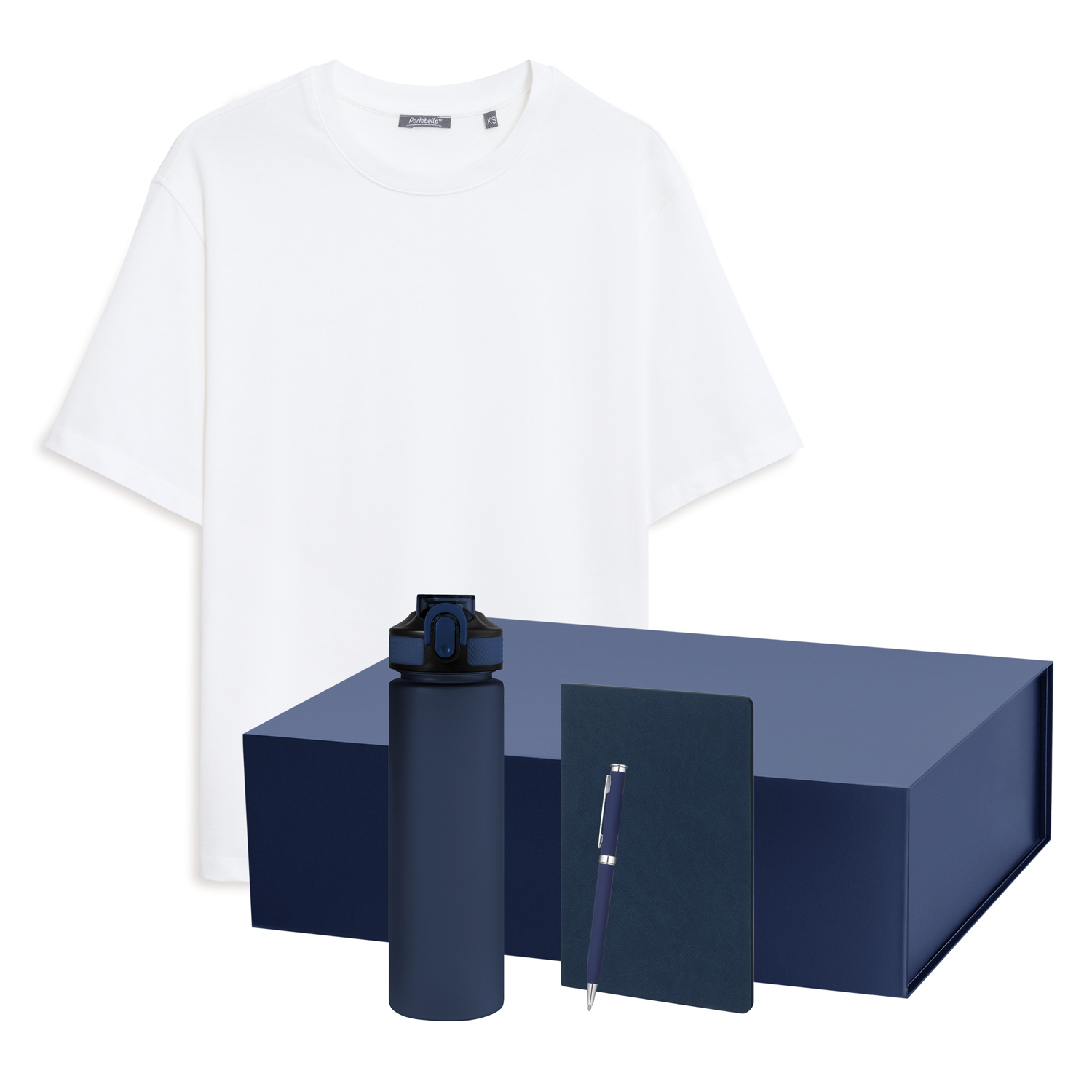 Набор с одеждой RUST NEO (футболка, бутылка, ежедневник, ручка), белый/синий, XS/S