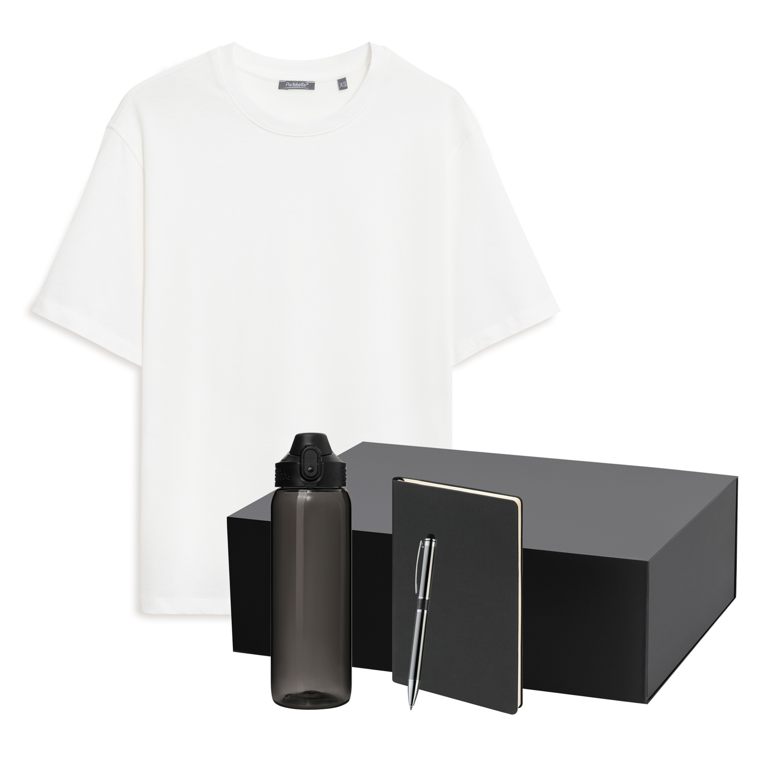 Набор с одеждой RUST NEO (футболка, бутылка, ежедневник, ручка), белый/черный, XS/S