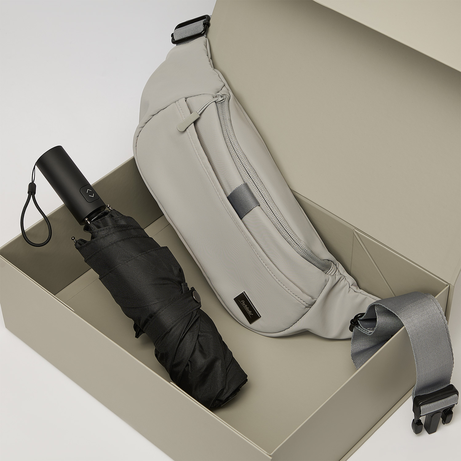 Подарочный набор Бостон (Boston), Филтон (Filton), серый (поясная сумка, зонт)