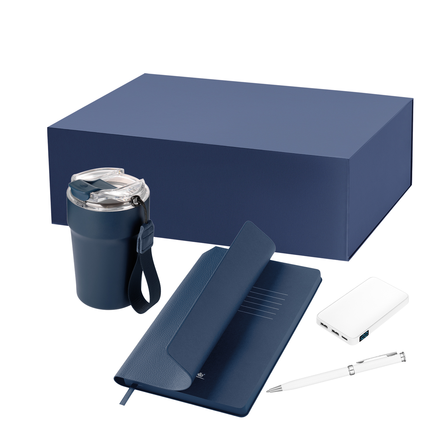 Подарочный набор Монако (Monaco), синий (термокружка, аккумулятор, ежедневник, ручка)