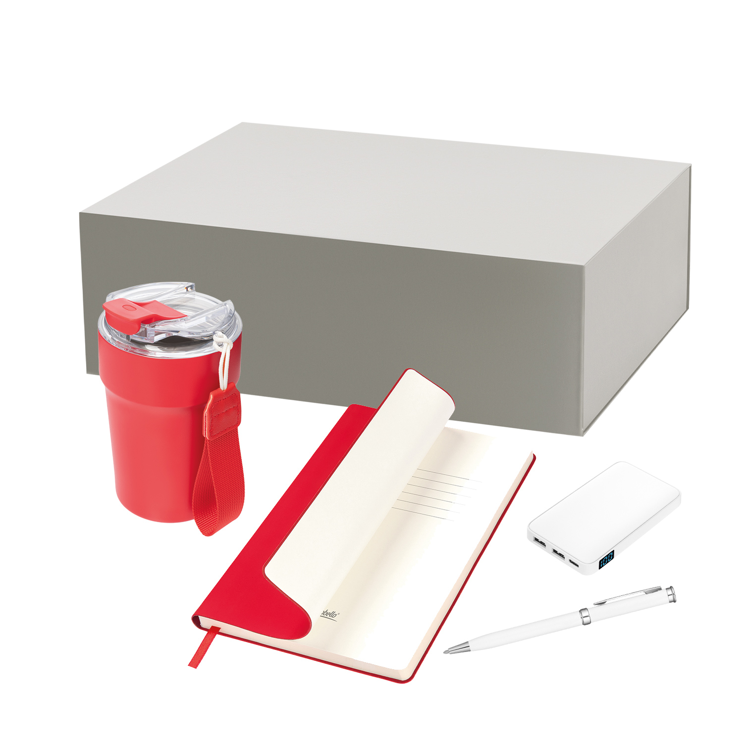 Подарочный набор Монако (Monaco), красный (термокружка, аккумулятор, ежедневник, ручка)