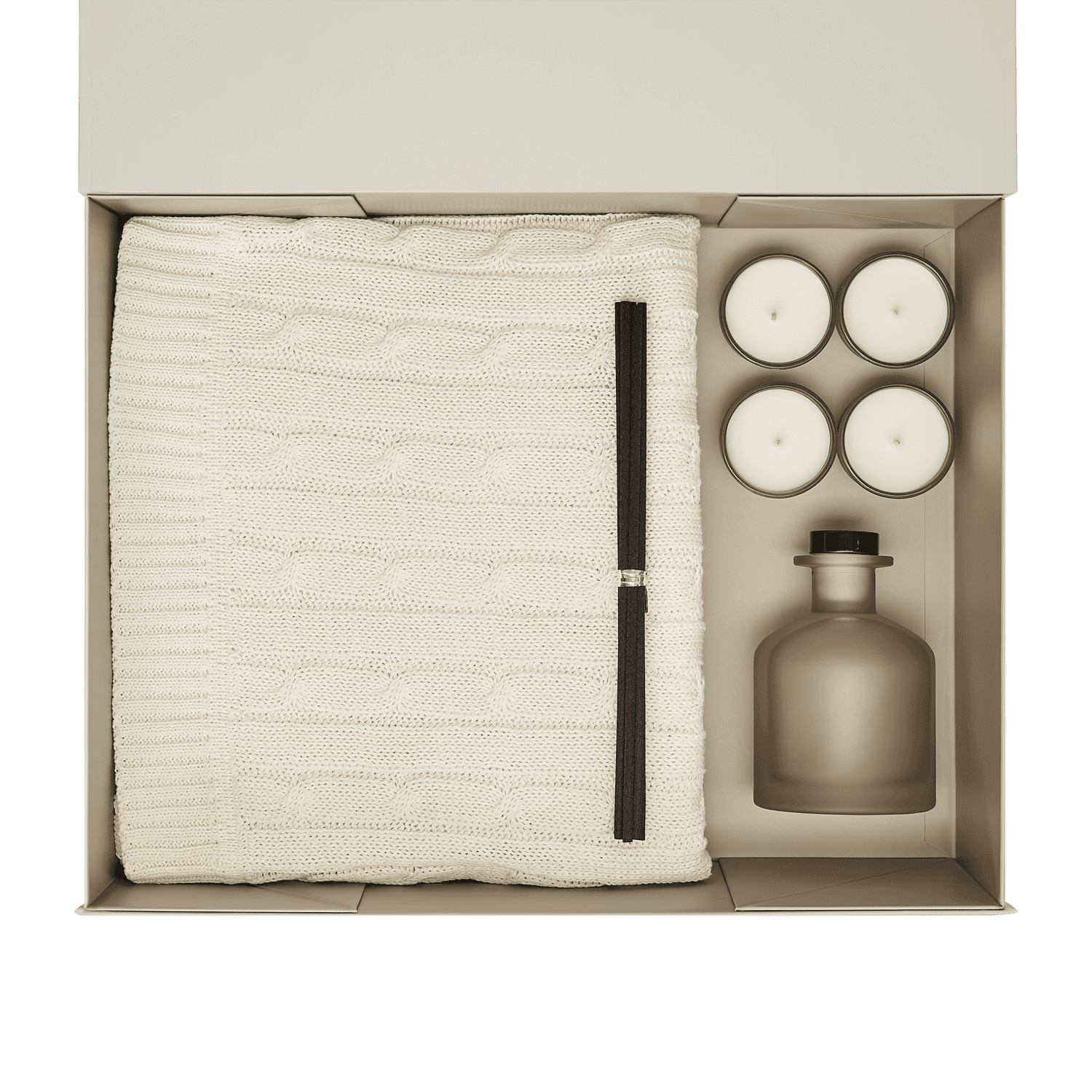 Подарочный набор Sento, Fado, бежевый (свеча, диффузор, плед)