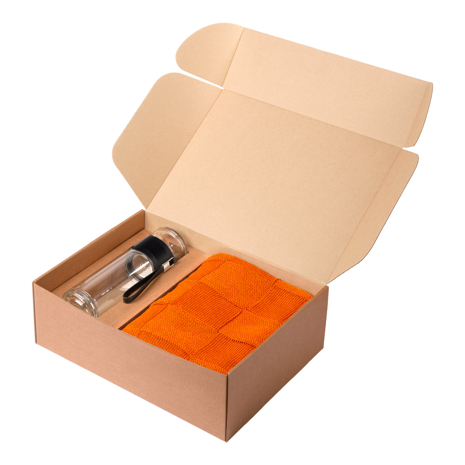 Подарочный набор Терсо (Terso), Селла (Cella), оранжевый (плед, термобутылка)