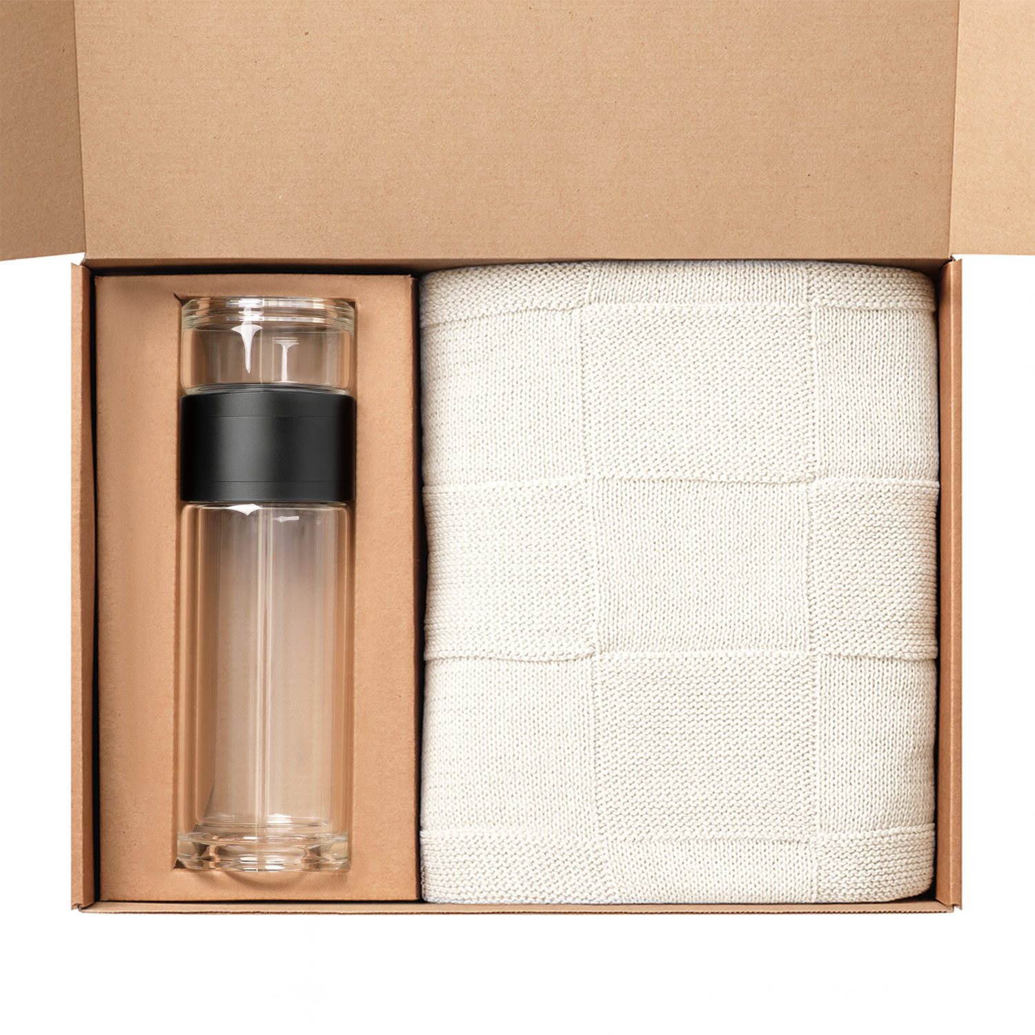 Подарочный набор Терсо (Terso), Селла (Cella), бежевый (плед, термобутылка)