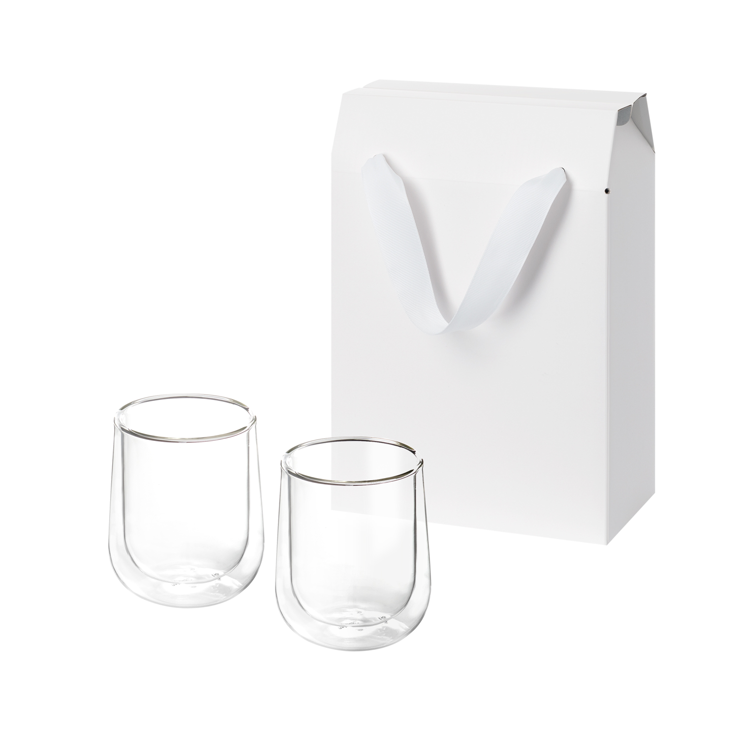 Подарочный набор 2 стеклянных стакана Лунго (Lungo) в коробке-пакете