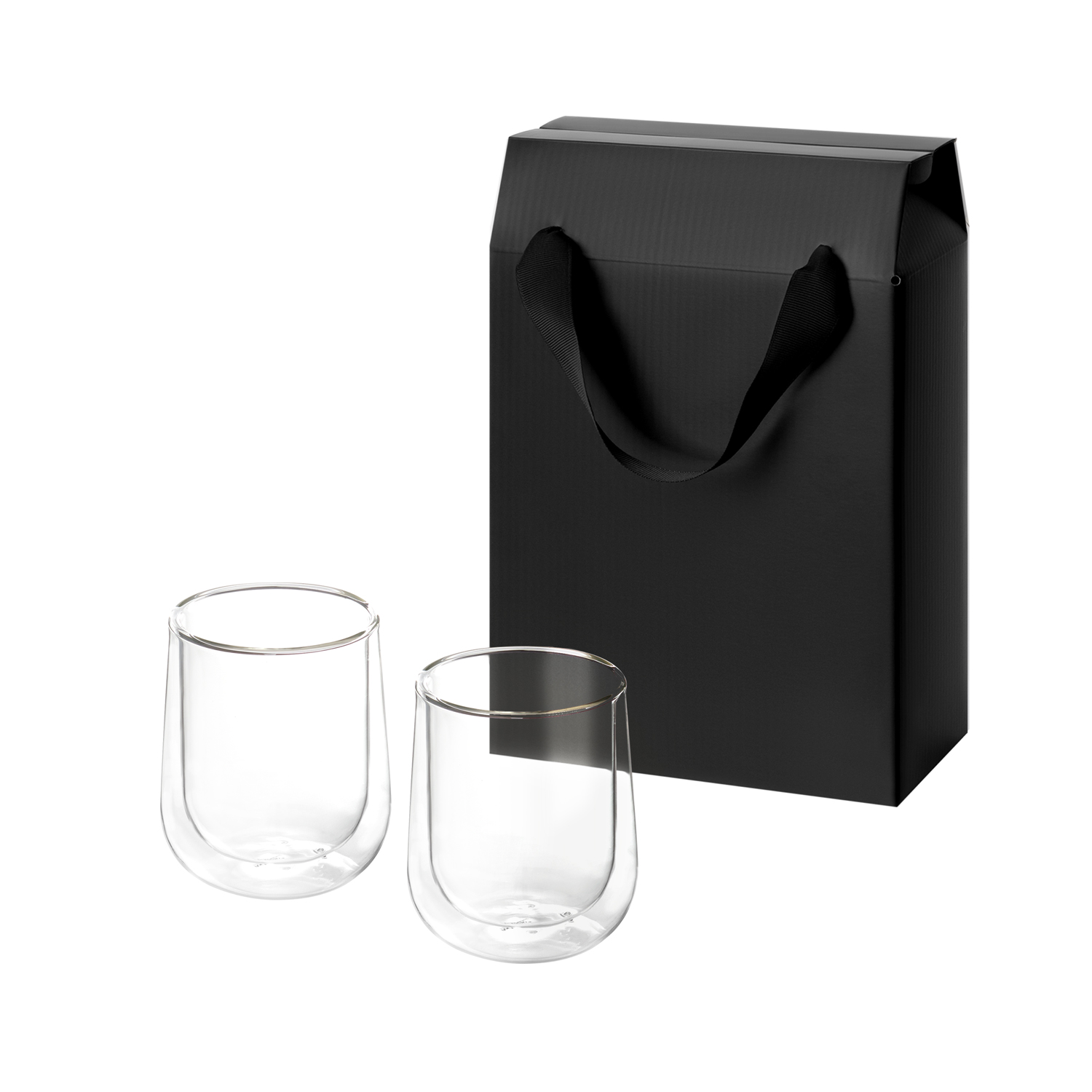 Подарочный набор 2 стеклянных стакана Lungo в коробке-пакете
