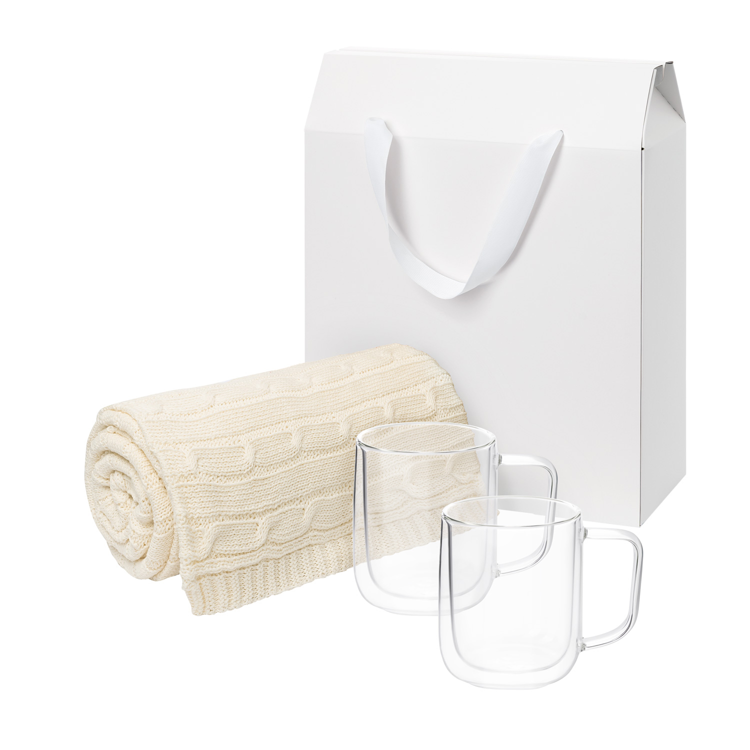 Подарочный набор Viora, Fado в белой коробке-пакете (2 кружки+плед)