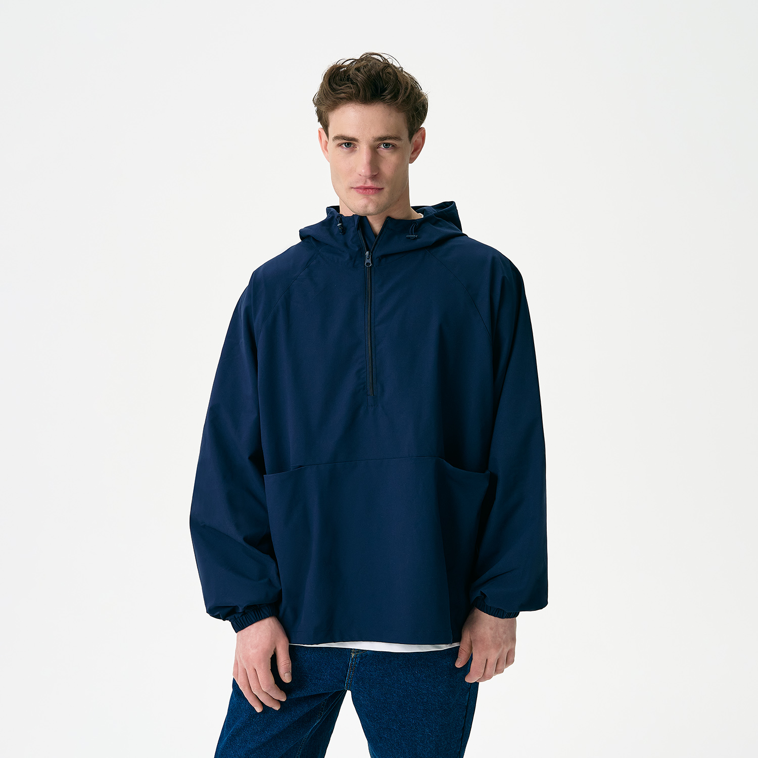 Ветровка (анорак) оверсайз унисекс Риссман (Rissman), темно-синяя, размер M/L