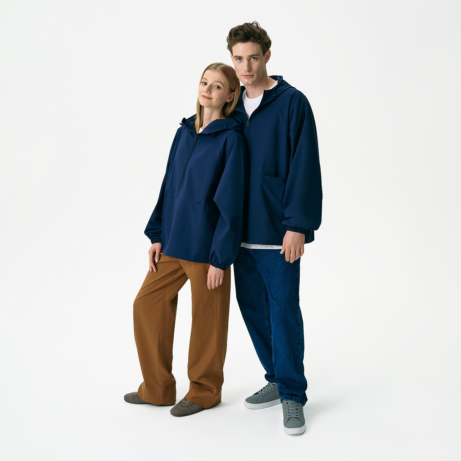 Ветровка (анорак) оверсайз унисекс Риссман (Rissman), темно-синяя, размер XL/XXL