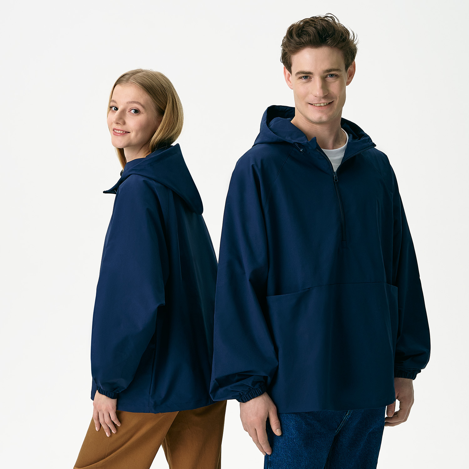 Ветровка (анорак) оверсайз унисекс Риссман (Rissman), темно-синяя, размер XL/XXL