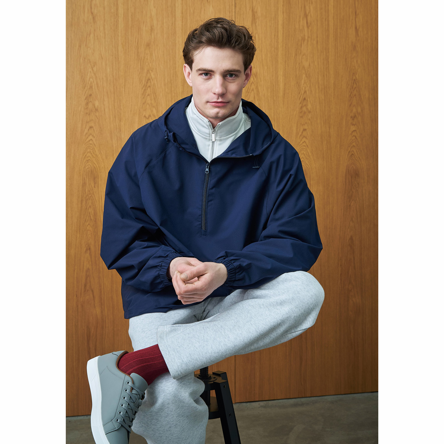 Ветровка (анорак) оверсайз унисекс Риссман (Rissman), темно-синяя, размер XL/XXL