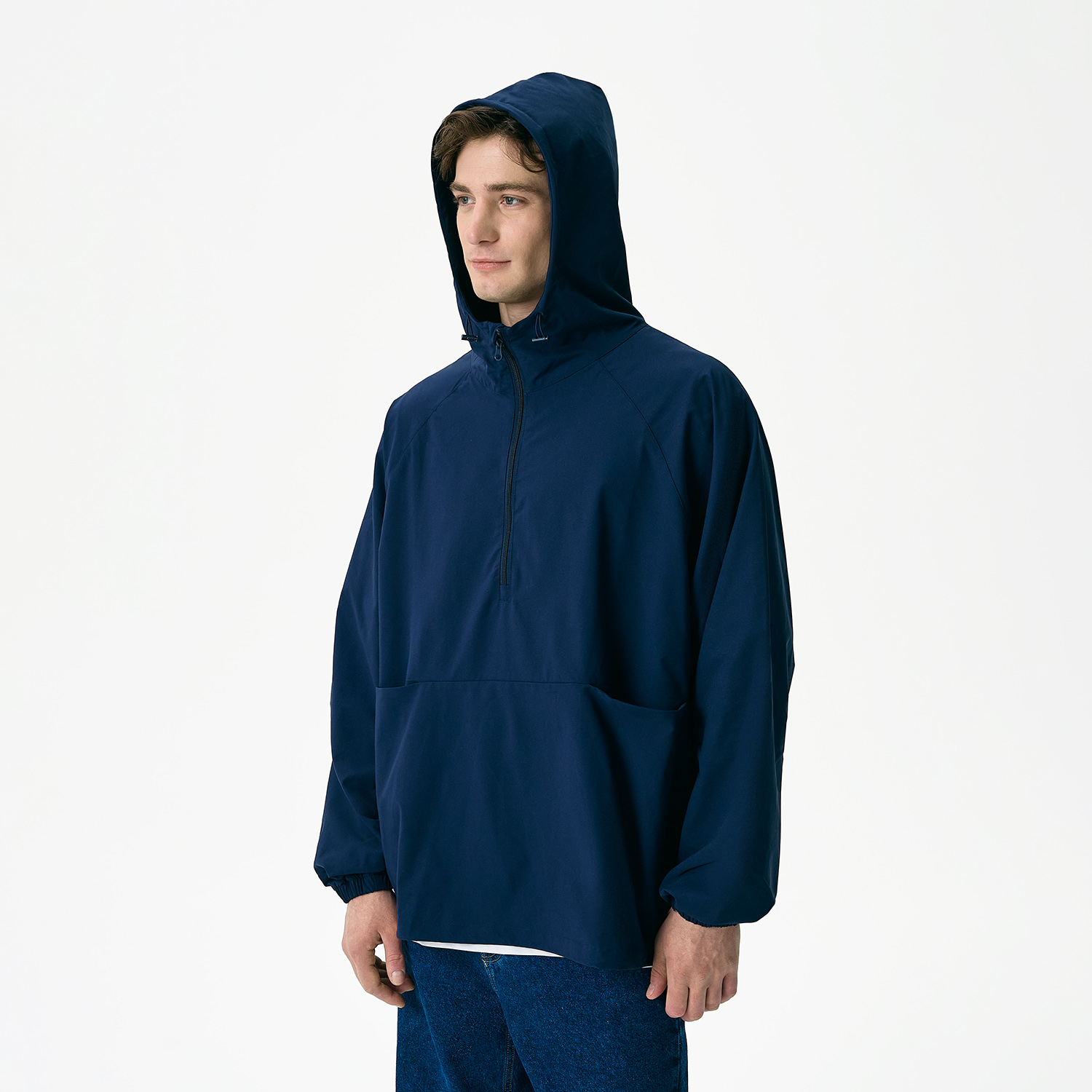 Ветровка (анорак) оверсайз унисекс Риссман (Rissman), темно-синяя, размер XL/XXL