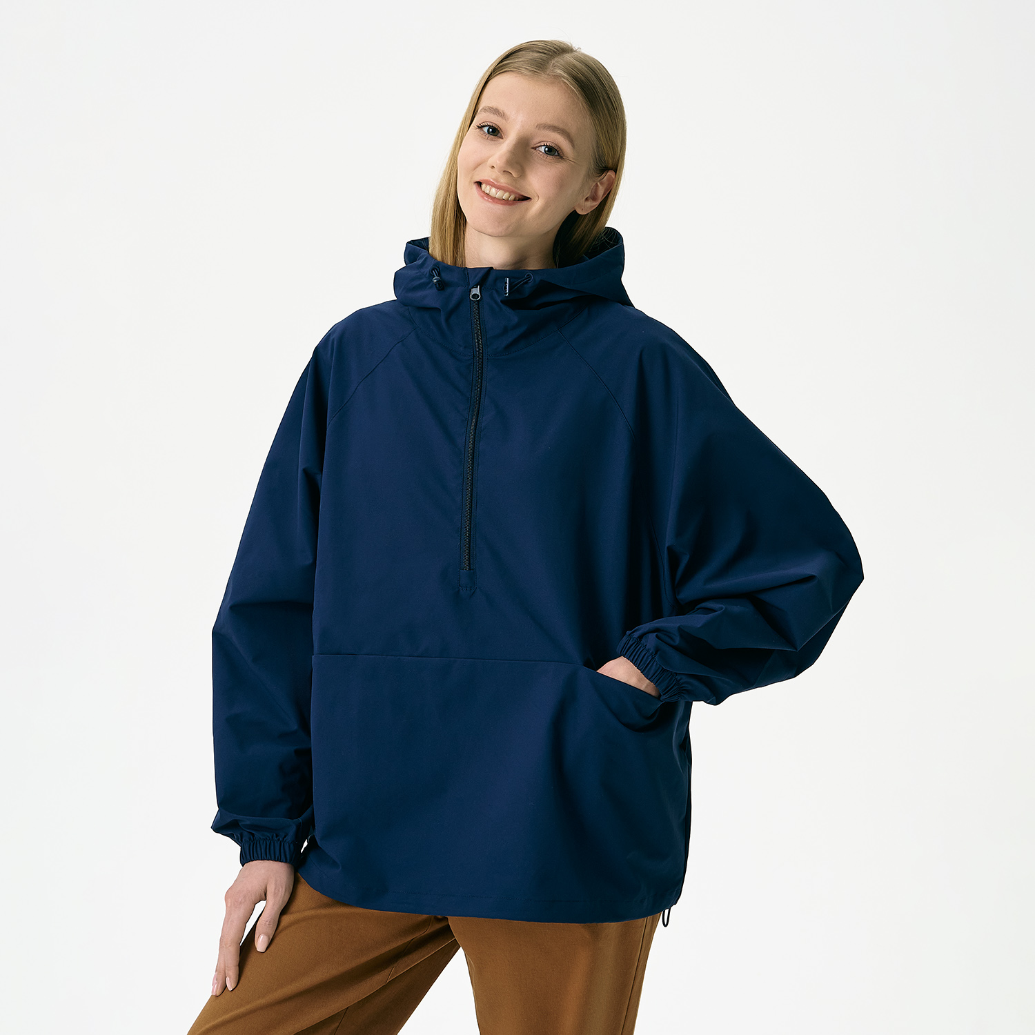 Ветровка (анорак) оверсайз унисекс Риссман (Rissman), темно-синяя, размер XL/XXL