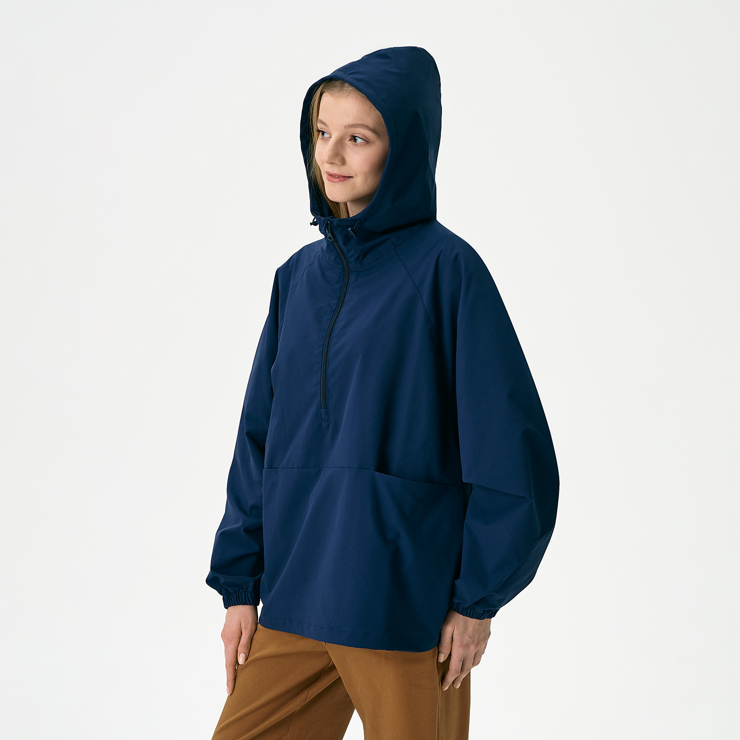 Ветровка (анорак) оверсайз унисекс Риссман (Rissman), темно-синяя, размер XL/XXL