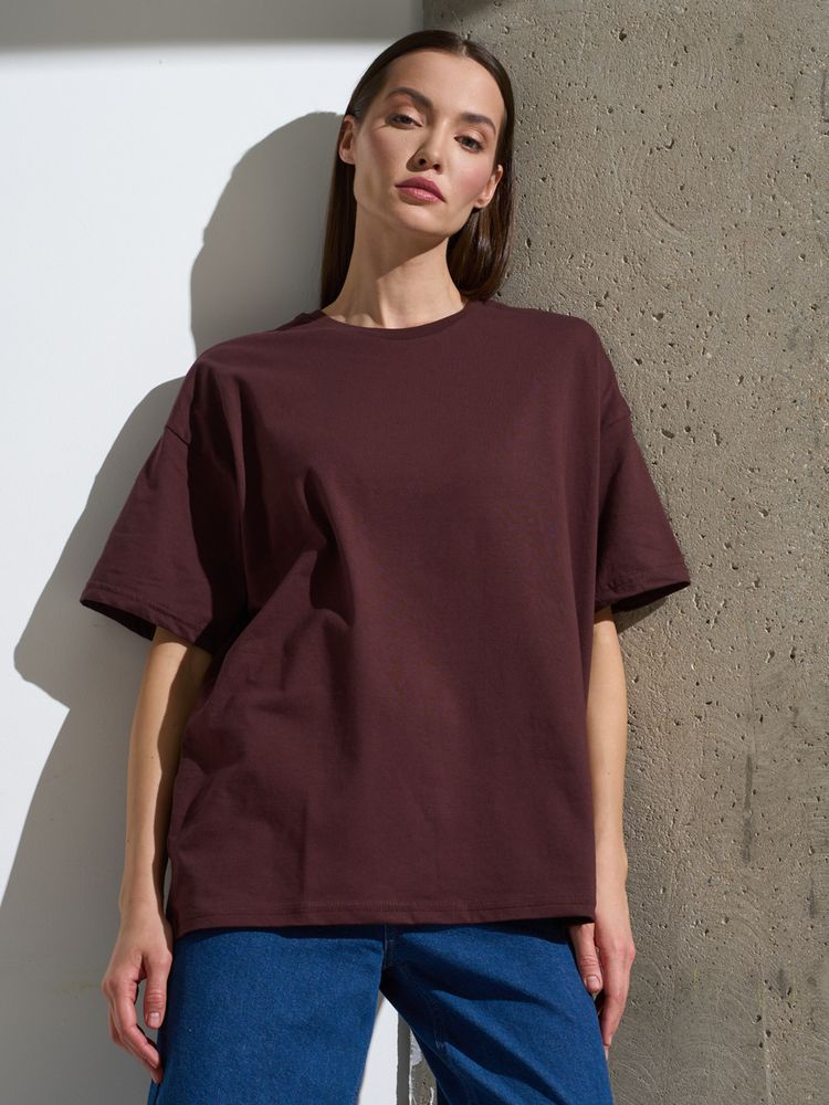 Футболка Oversize Premium, коричневая (шоколад), размер L