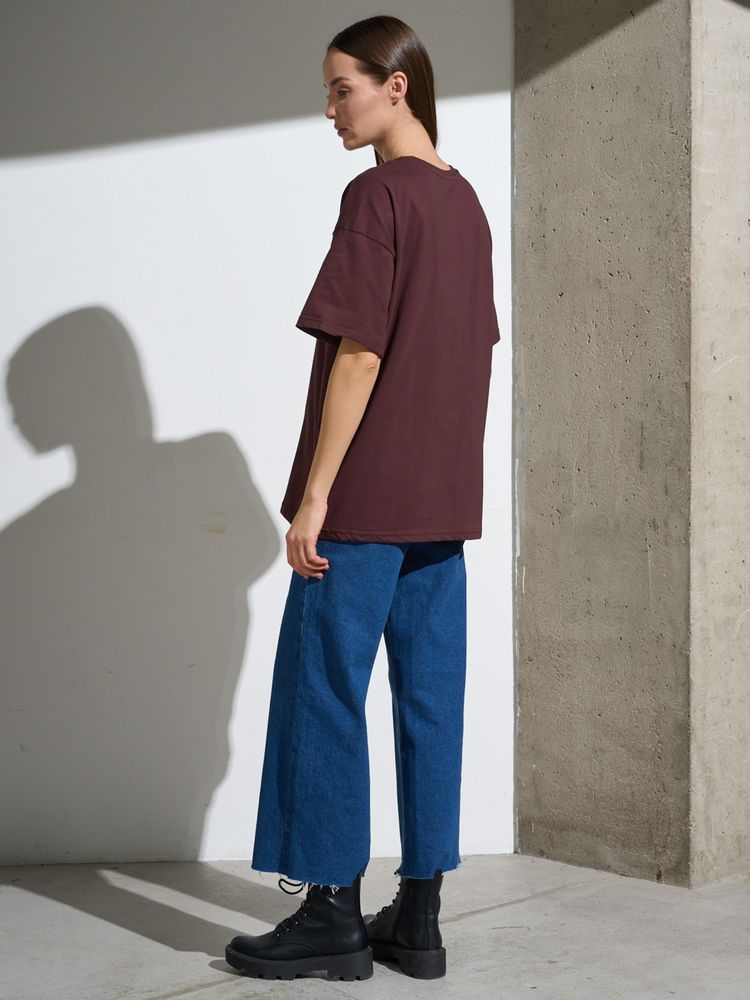 Футболка Oversize Premium, коричневая (шоколад), размер L