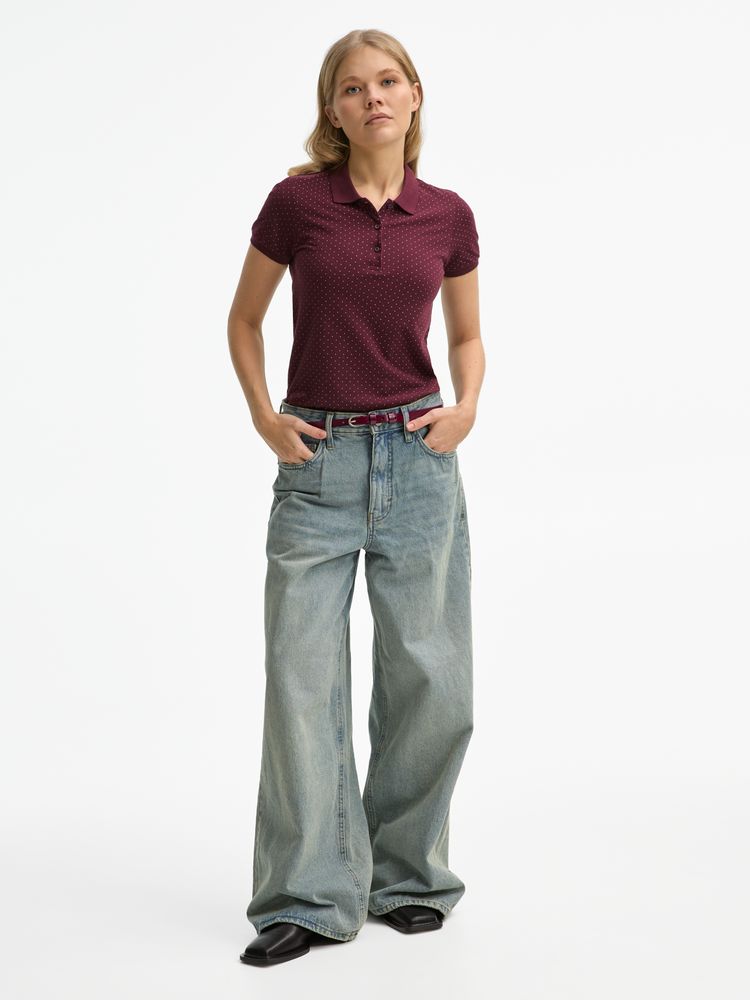 Рубашка поло женская Brandy Women, бордовая с белым, размер L