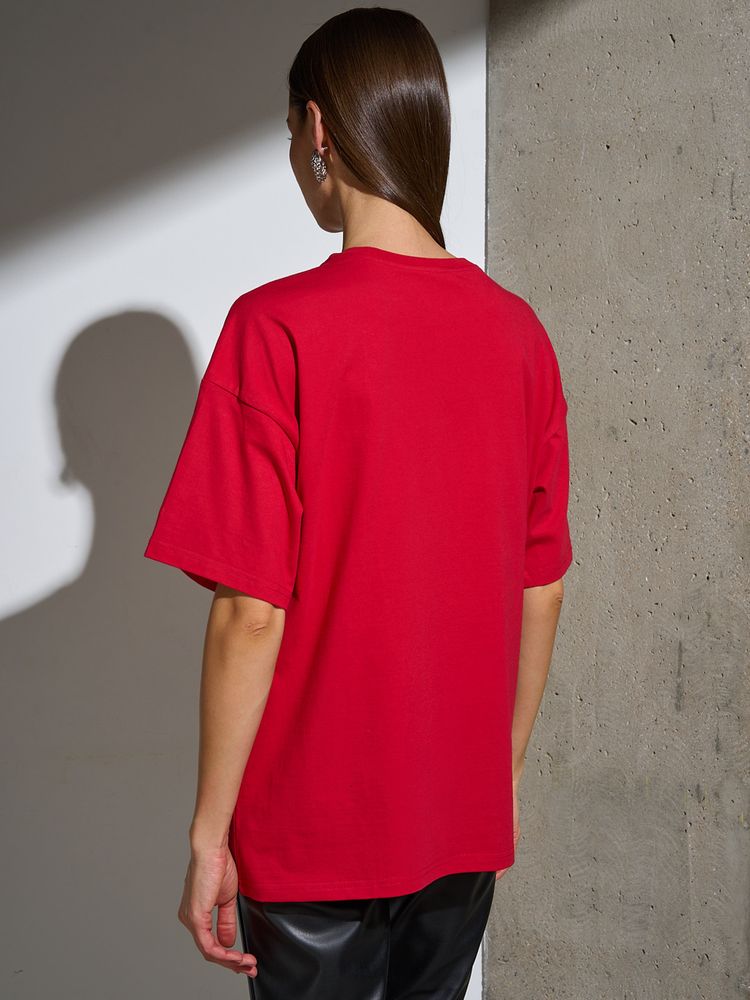 Футболка Oversize Premium, красная, размер M