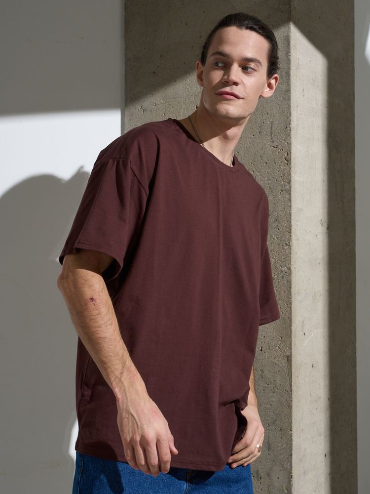Футболка Oversize Premium, коричневая (шоколад), размер L